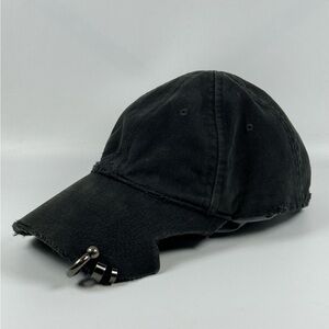 Balenciaga SS23 Black Piercing Distressed Cap